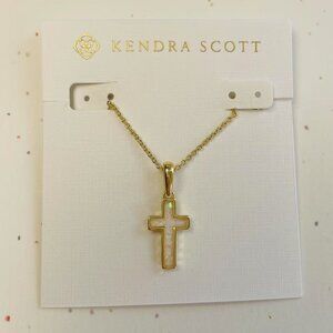 Kendra Scott Opal Cross Pendant and Necklace- Gold (NWT)